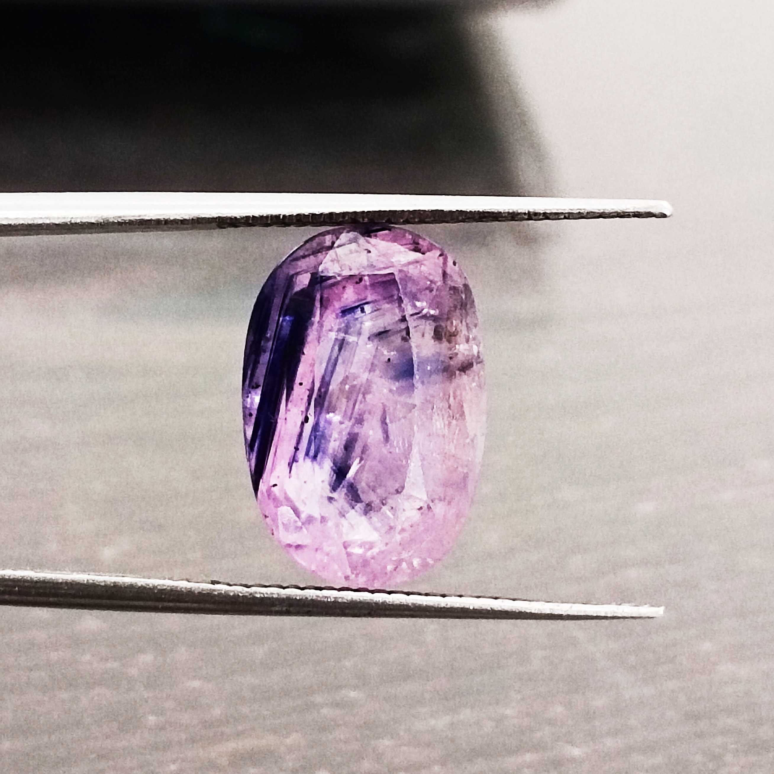 6.54ct Certified bi color pink and blue oval cut sapphire AGR Certified 