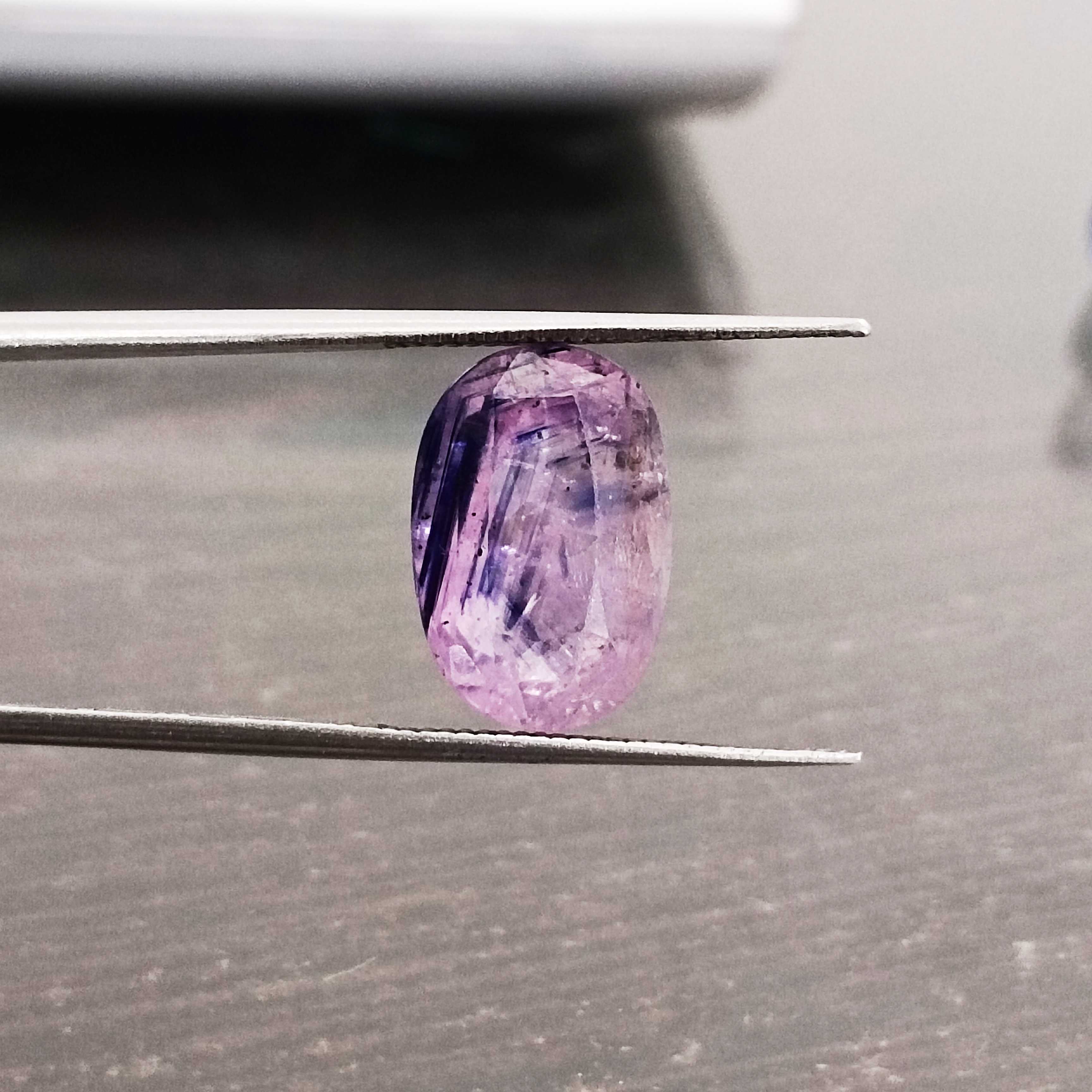 6.54ct Certified bi color pink and blue oval cut sapphire AGR Certified 