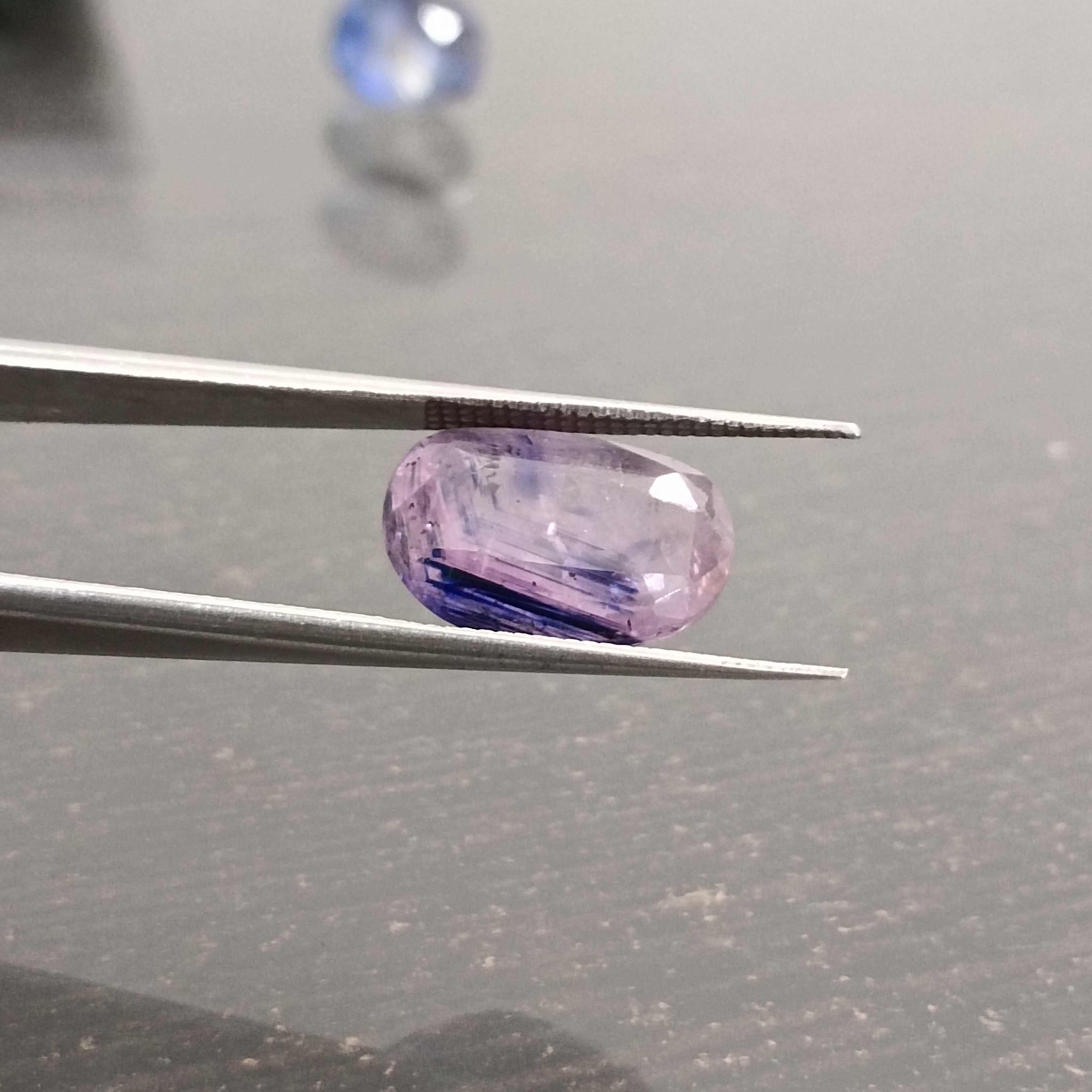 6.54ct Certified bi color pink and blue oval cut sapphire AGR Certified 