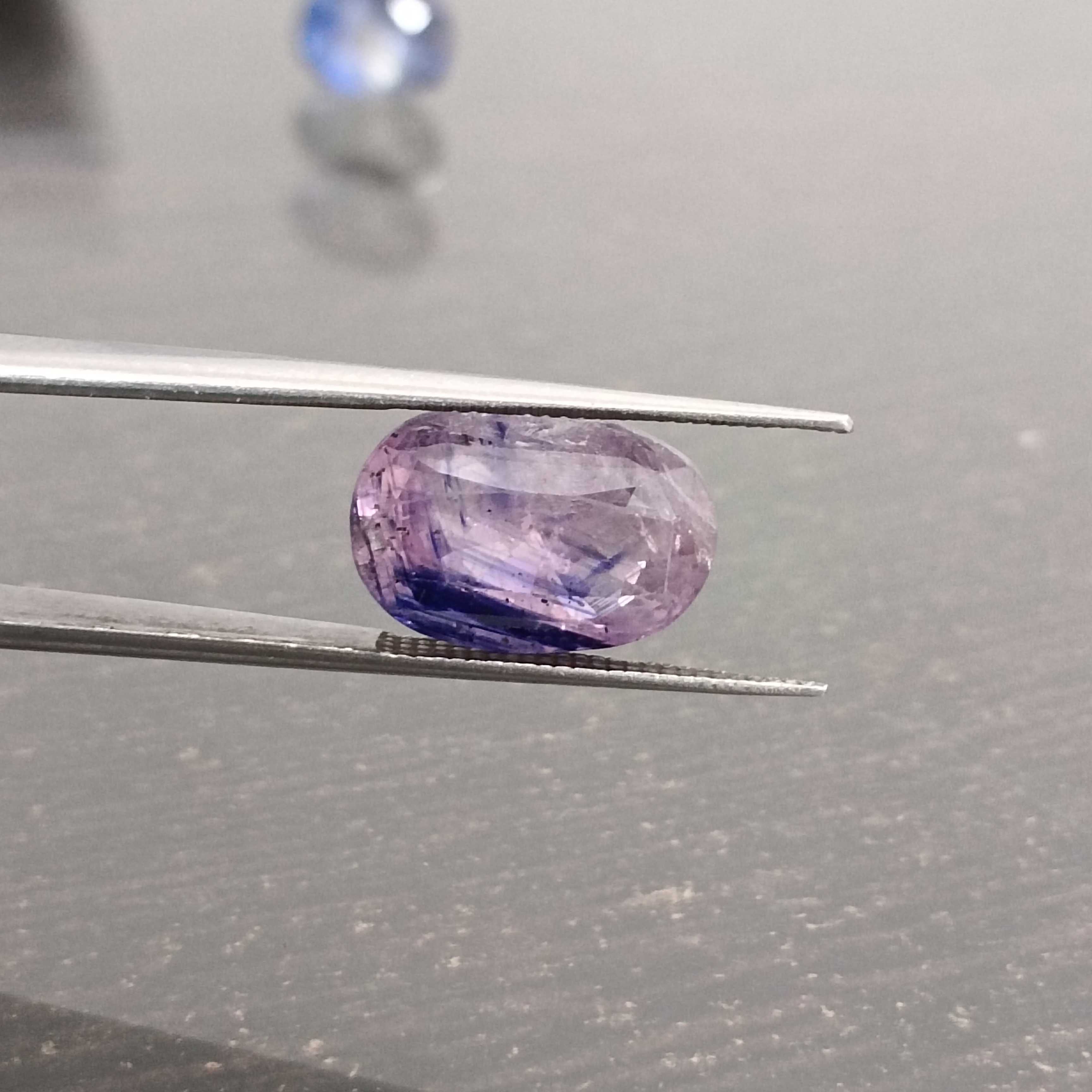 6.54ct Certified bi color pink and blue oval cut sapphire AGR Certified 