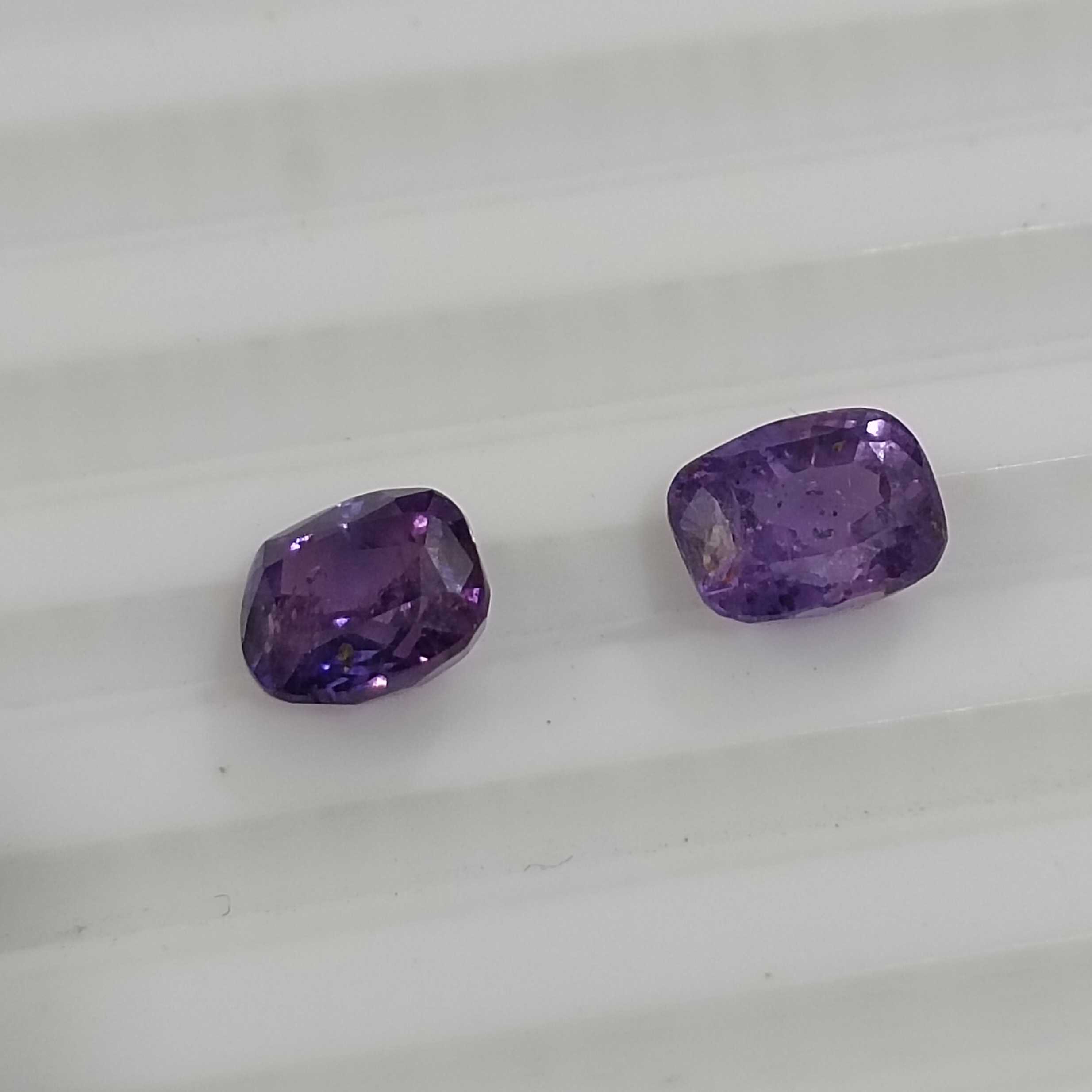 2.91ct 2 pcs deep purple blue color changing sapphire gemstones GSI certified 