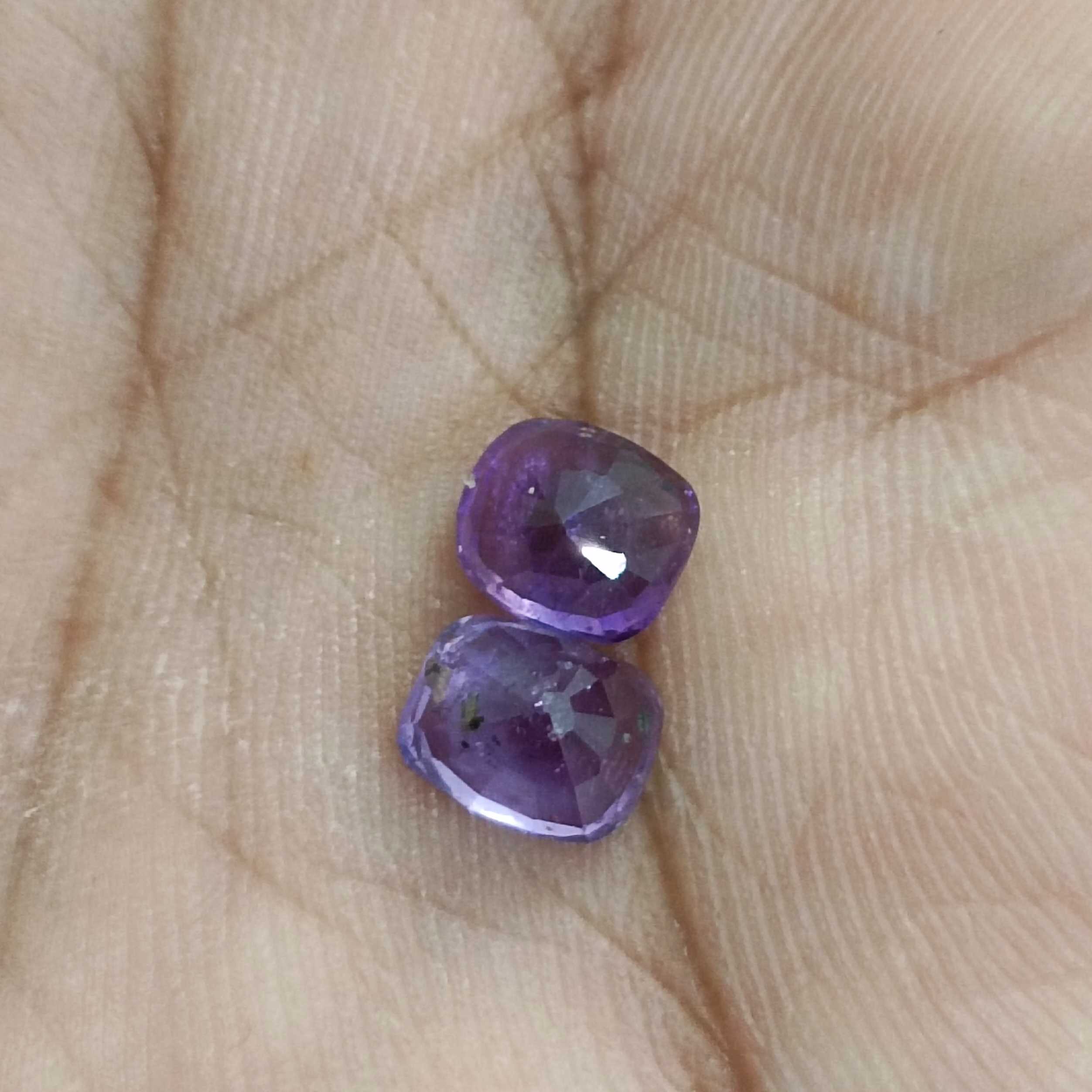 2.91ct 2 pcs deep purple blue color changing sapphire gemstones GSI certified 
