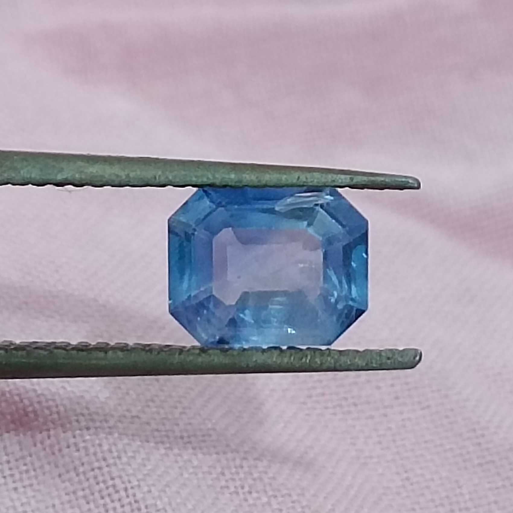 1.02ct GSI certified bright eye clean octagon cut blue sapphire gemstone H