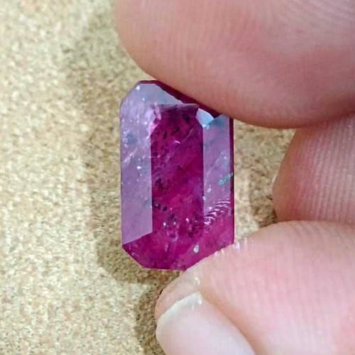 4.04ct GSI certified deep maroon red octagon cut ruby H