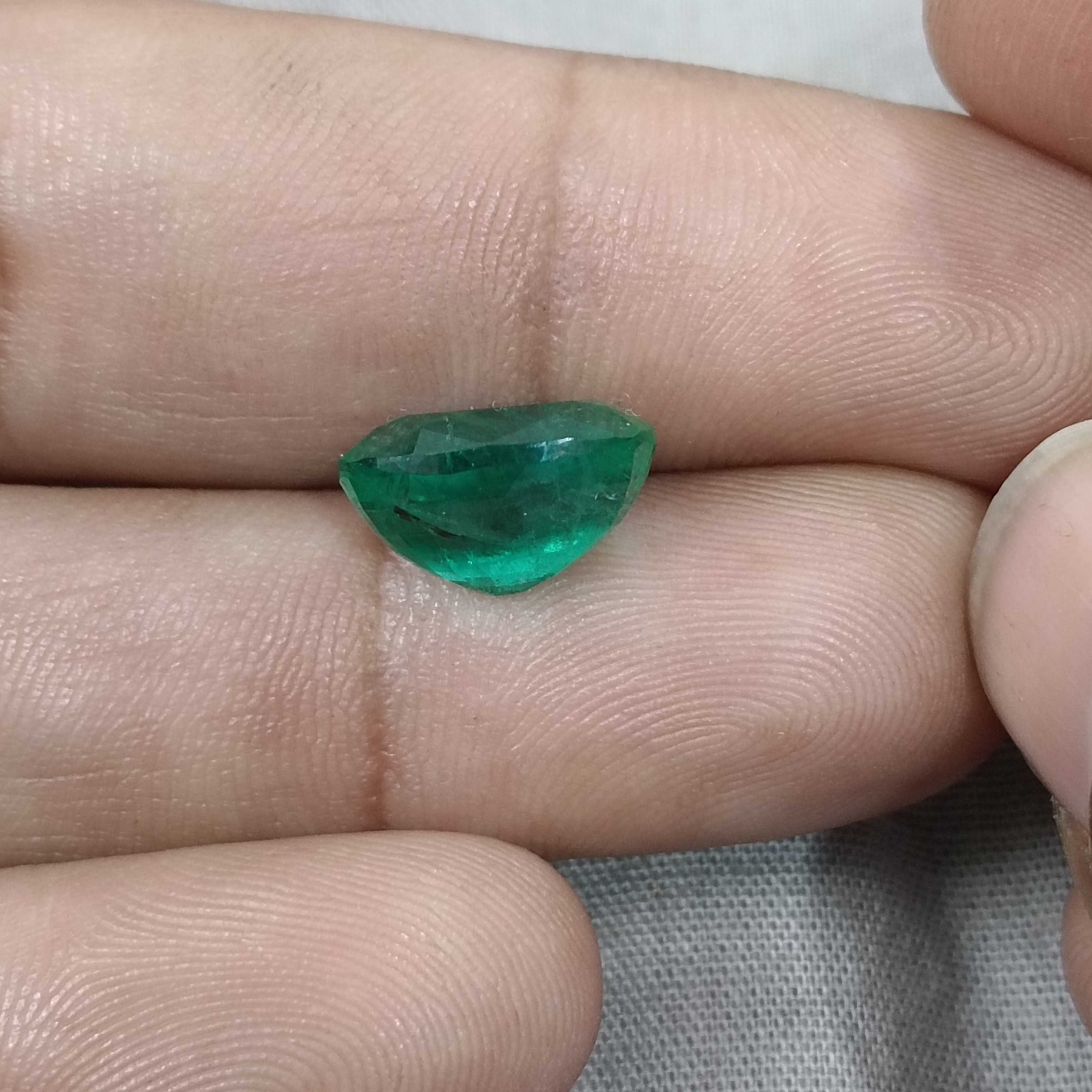 5.49ct GSI certified alpine green cushion shape emerald gemstone
