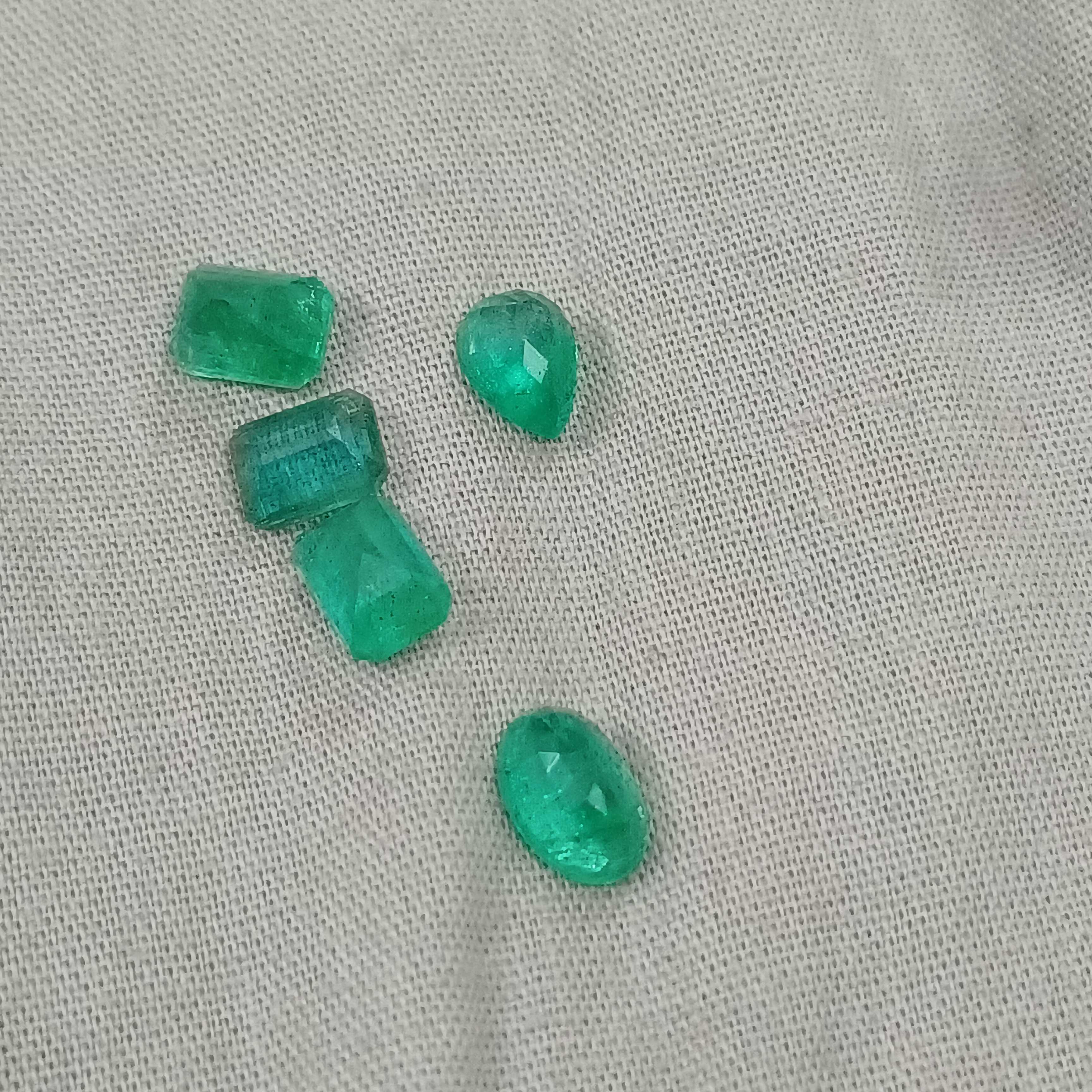 5.92ct loose medium to deep green mix shape emerald lot