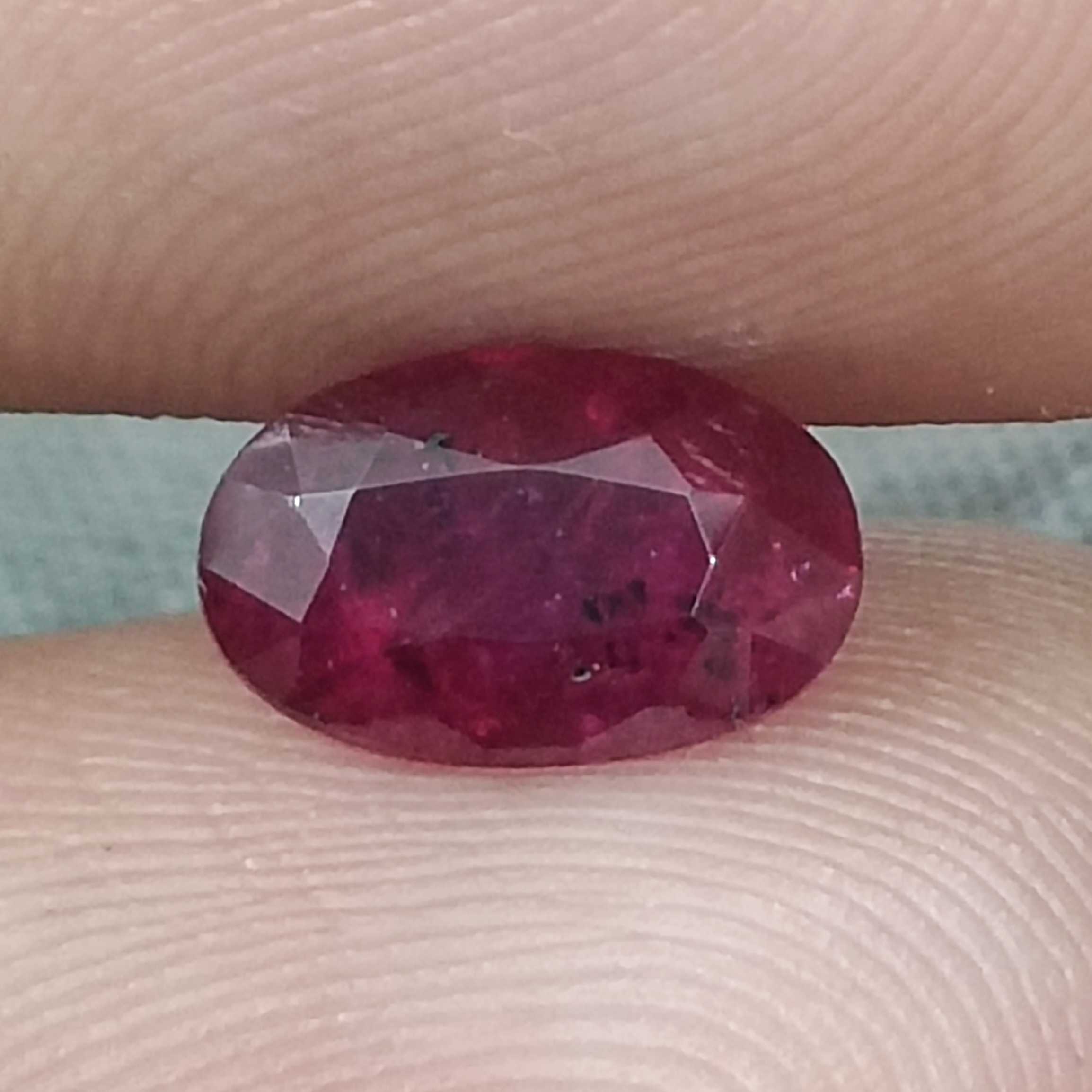 1.48cts GSI certified deep blood color natural oval Mozambique ruby stone 