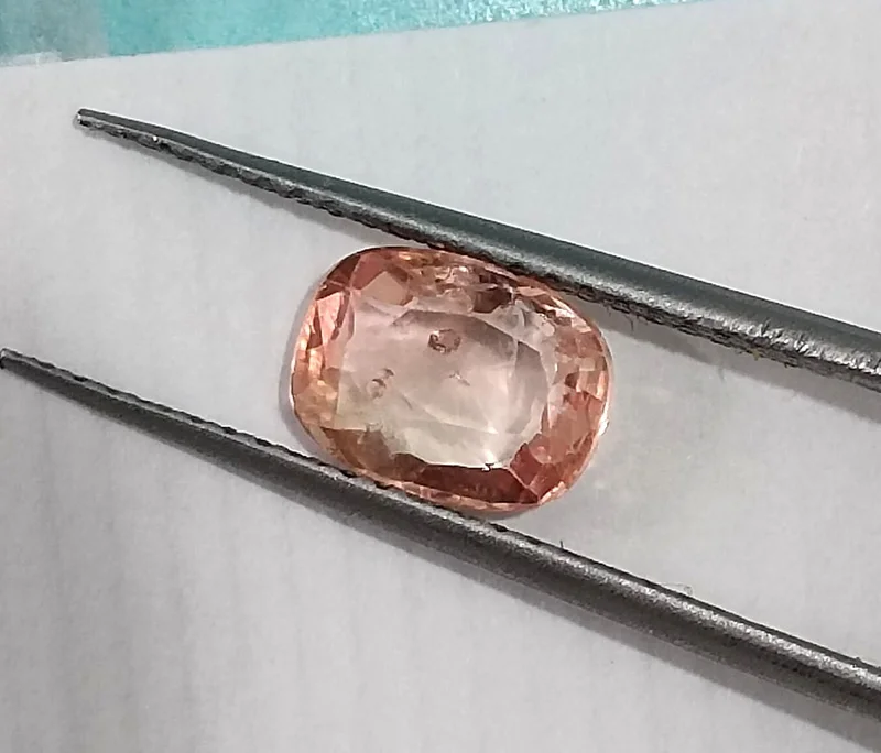 1.27ct Unheated padparadscha sapphire IGI certified cushion cut gemstone