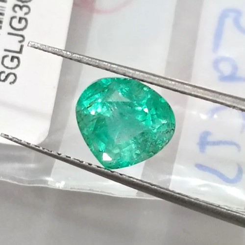 2.59ct Natural Colombian emerald medium green SGL certified pear cut stone